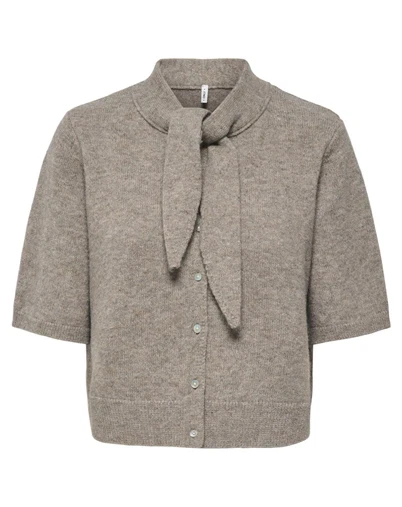 Only - ONLLana Scarf Detail Cardigan - Taupe Gray